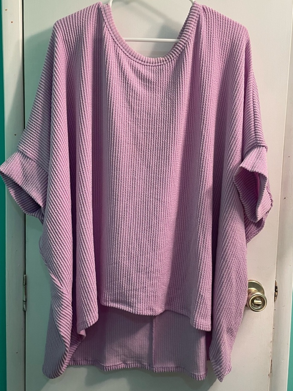 Andree By Unit Lilac Waffle Knit Women's Top - Relaxed Fit 3x